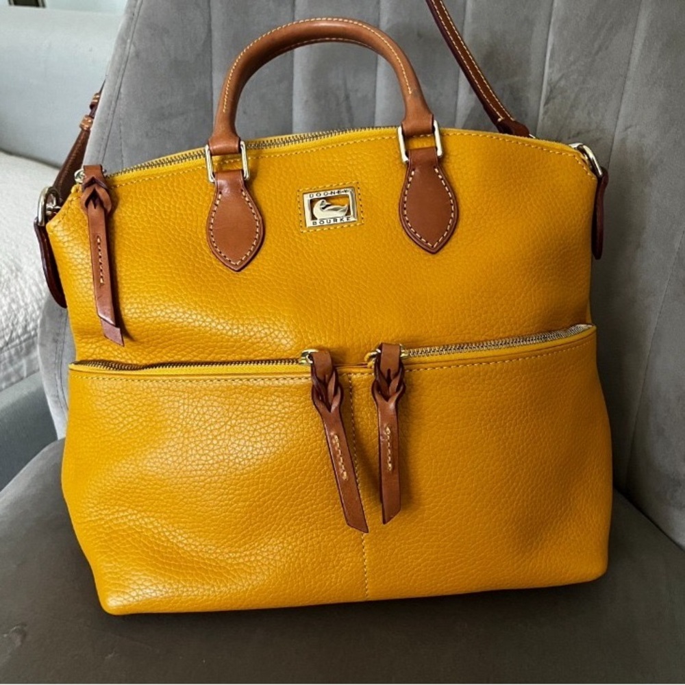 Dooney & Bourke Yellow Leather Satchel - Picture 6 of 8